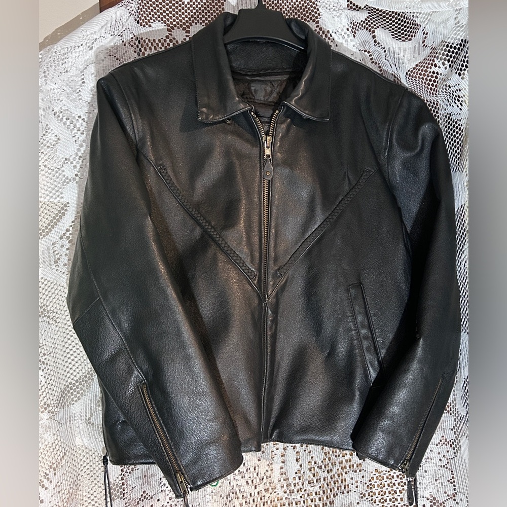 EUC Men's Biker Leather Jacket- Black